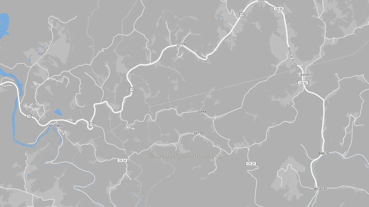Transit Grade map of Hettie, WV