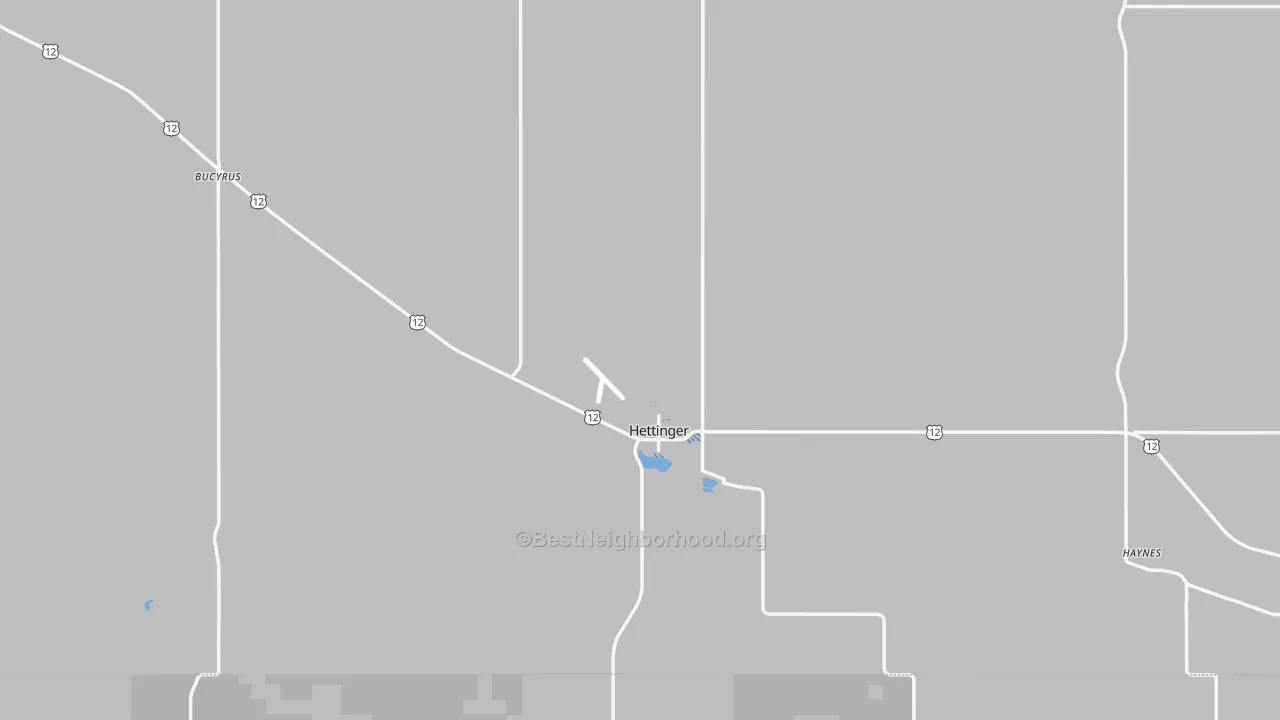 Transit Grade map of Hettinger, ND
