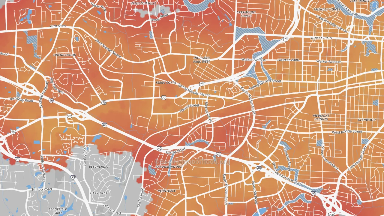 Transit Grade map of Hewitt Area, Greensboro, NC