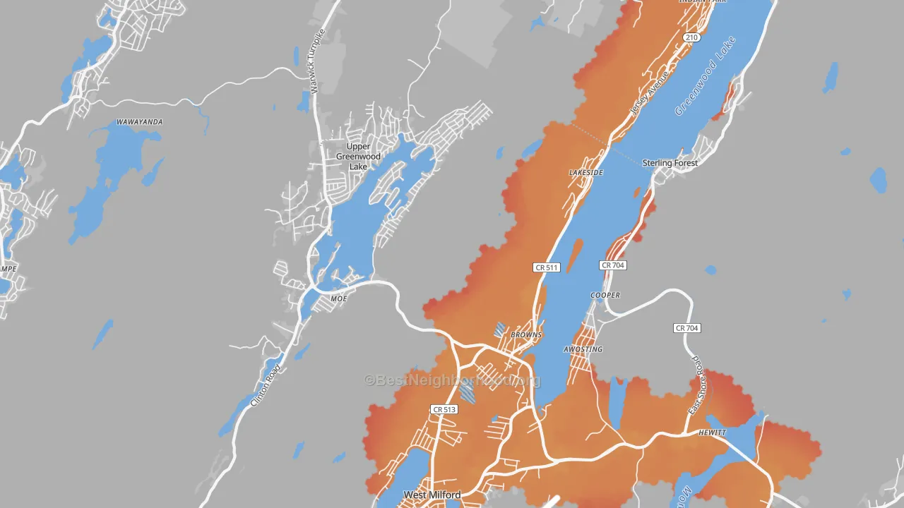 Transit Grade map of Hewitt, NJ