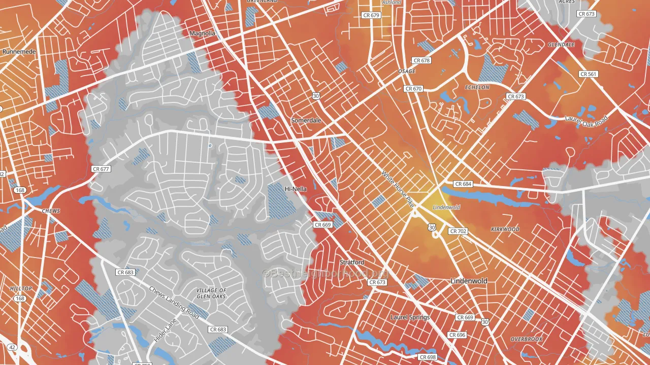Transit Grade map of Hi-Nella, NJ