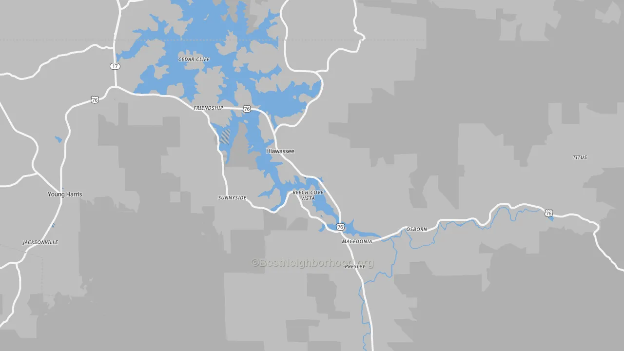 Transit Grade map of Hiawassee, GA