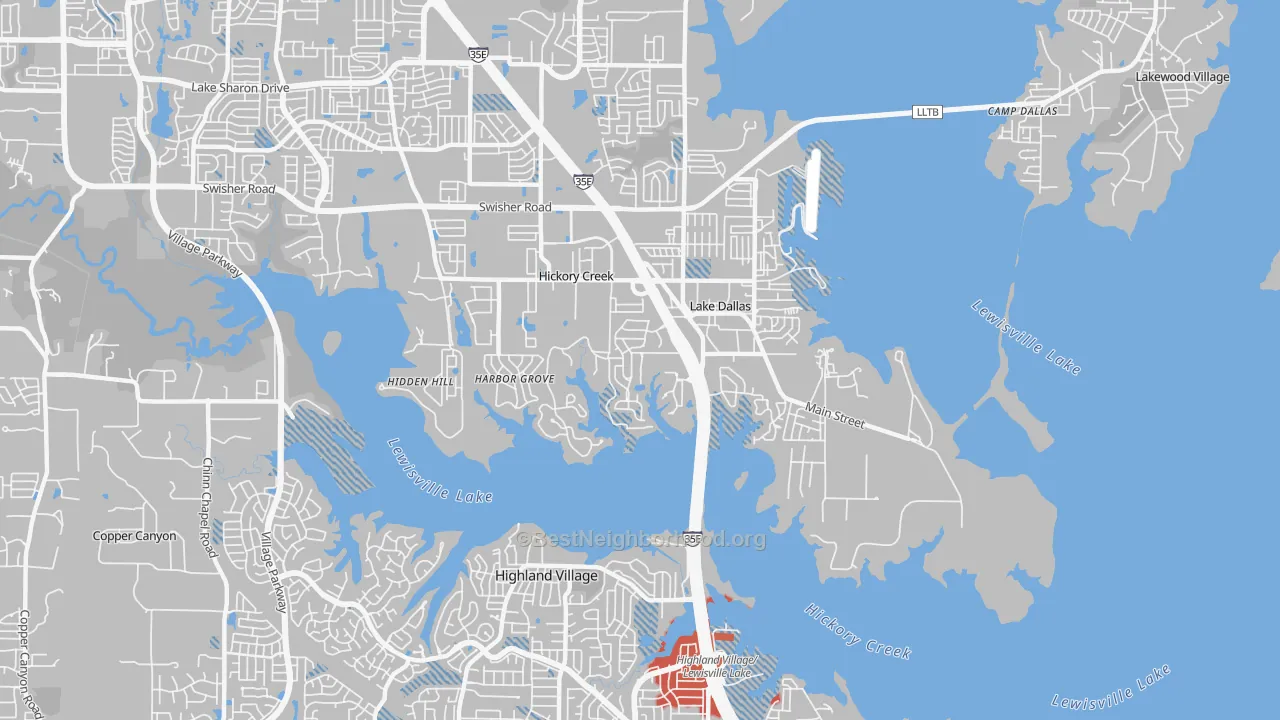 Transit Grade map of Hickory Creek, TX