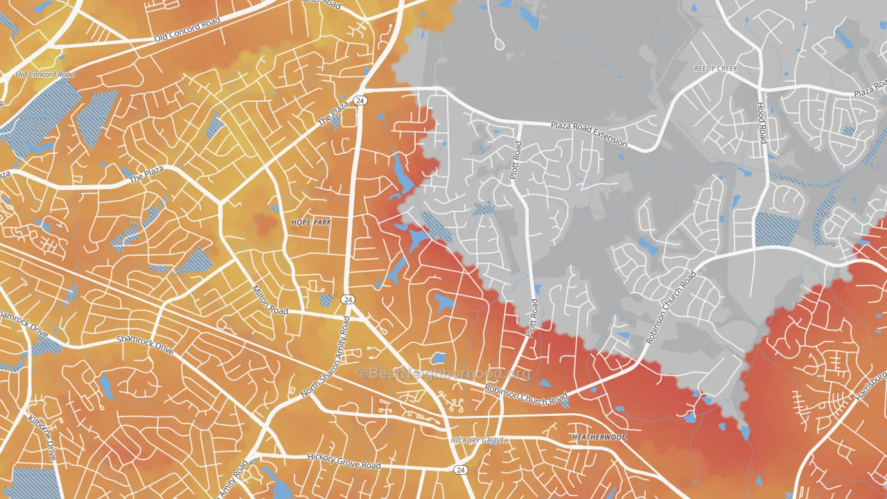 Transit Grade map of Hickory Grove, Charlotte, NC