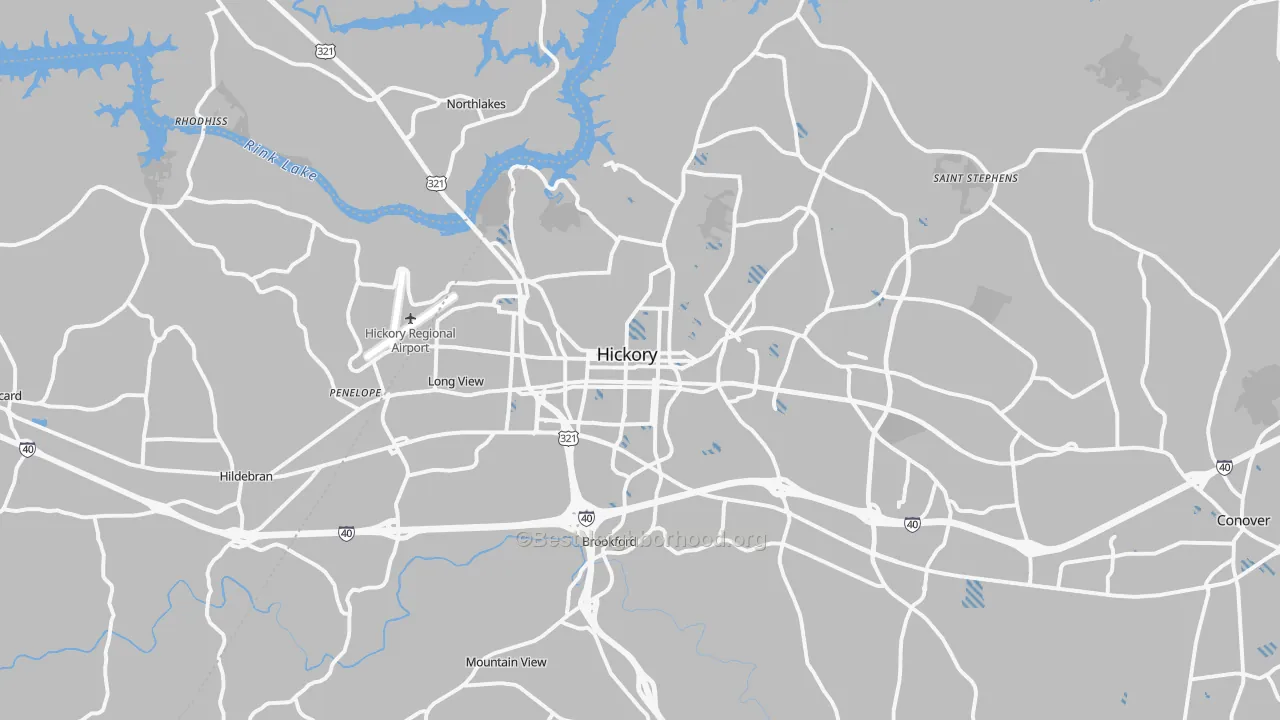 Transit Grade map of Hickory, NC