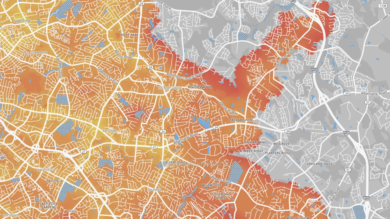 Transit Grade map of Hickory Ridge, Charlotte, NC