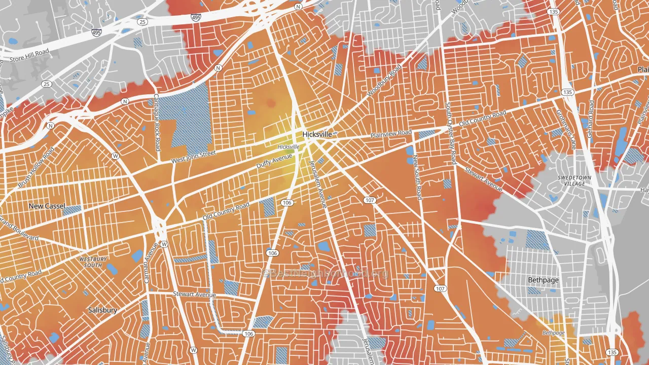 Transit Grade map of Hicksville, NY