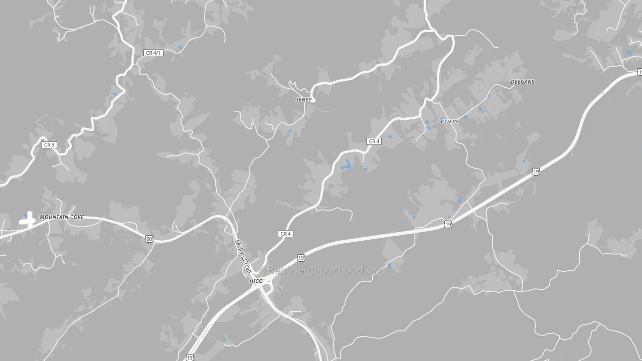 Transit Grade map of Hico, WV