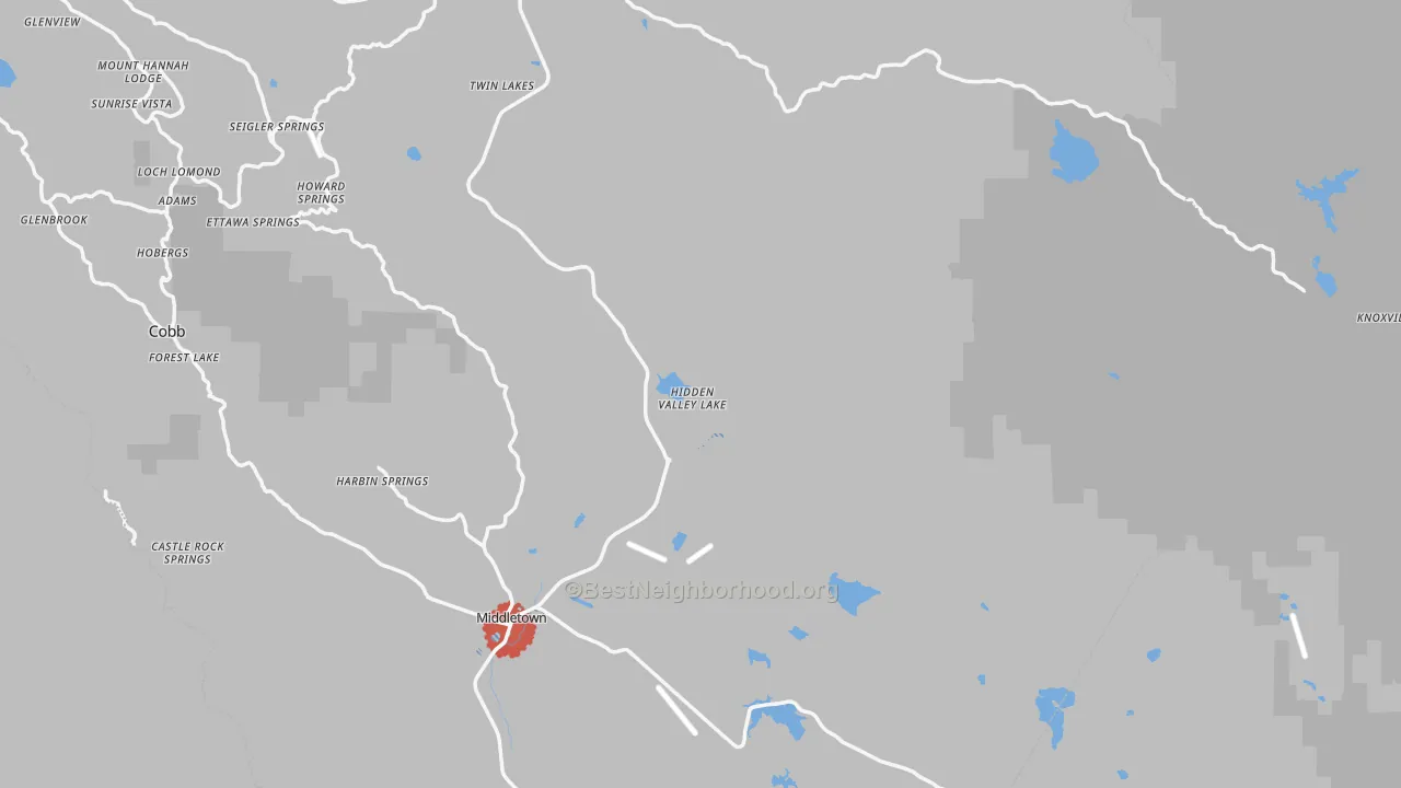 Transit Grade map of Hidden Valley Lake, CA