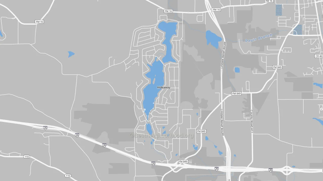 Transit Grade map of Hideaway, TX