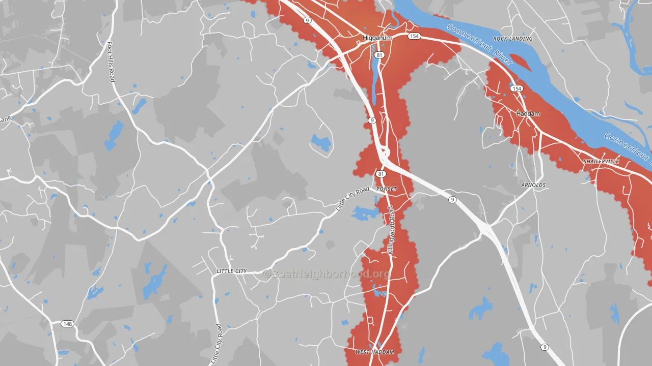 Transit Grade map of Higganum, CT