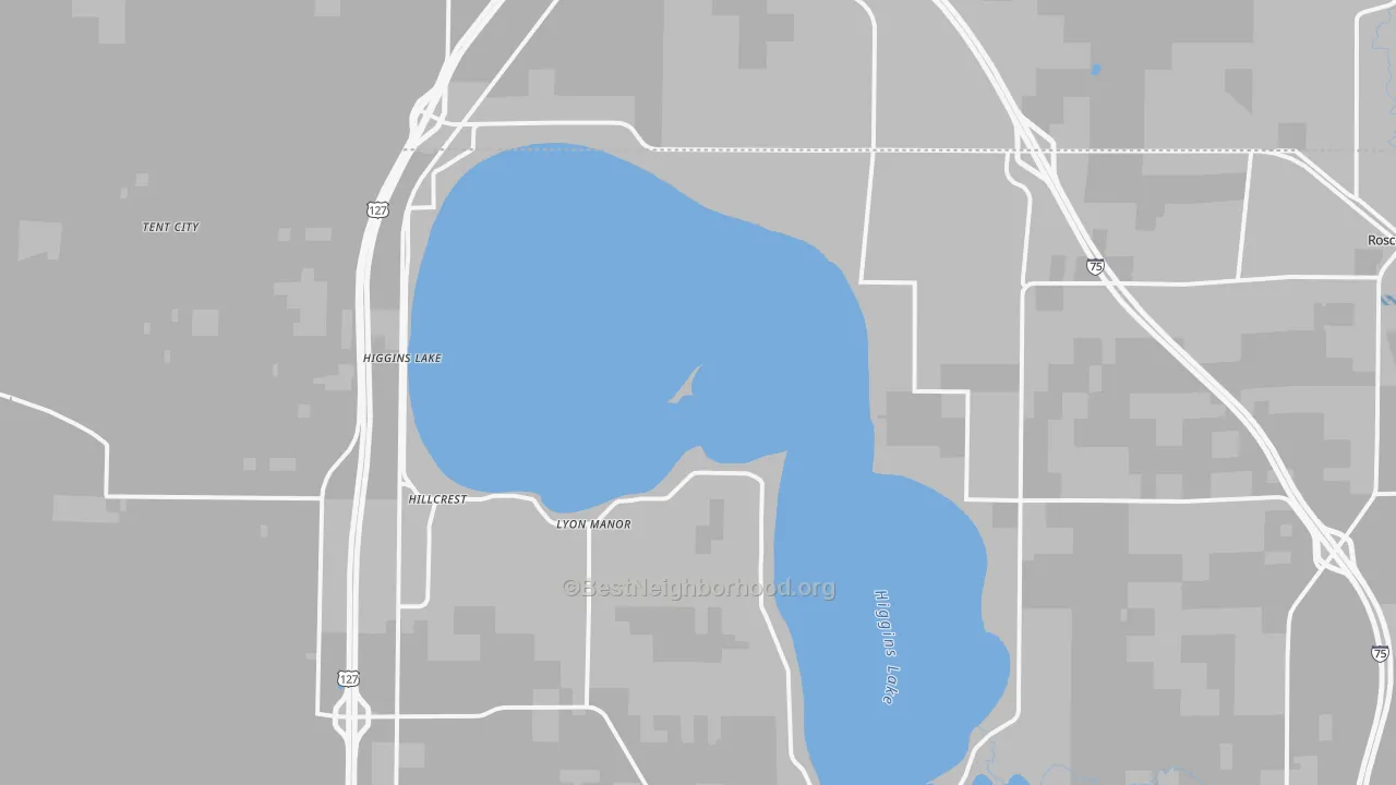 Transit Grade map of Higgins Lake, MI