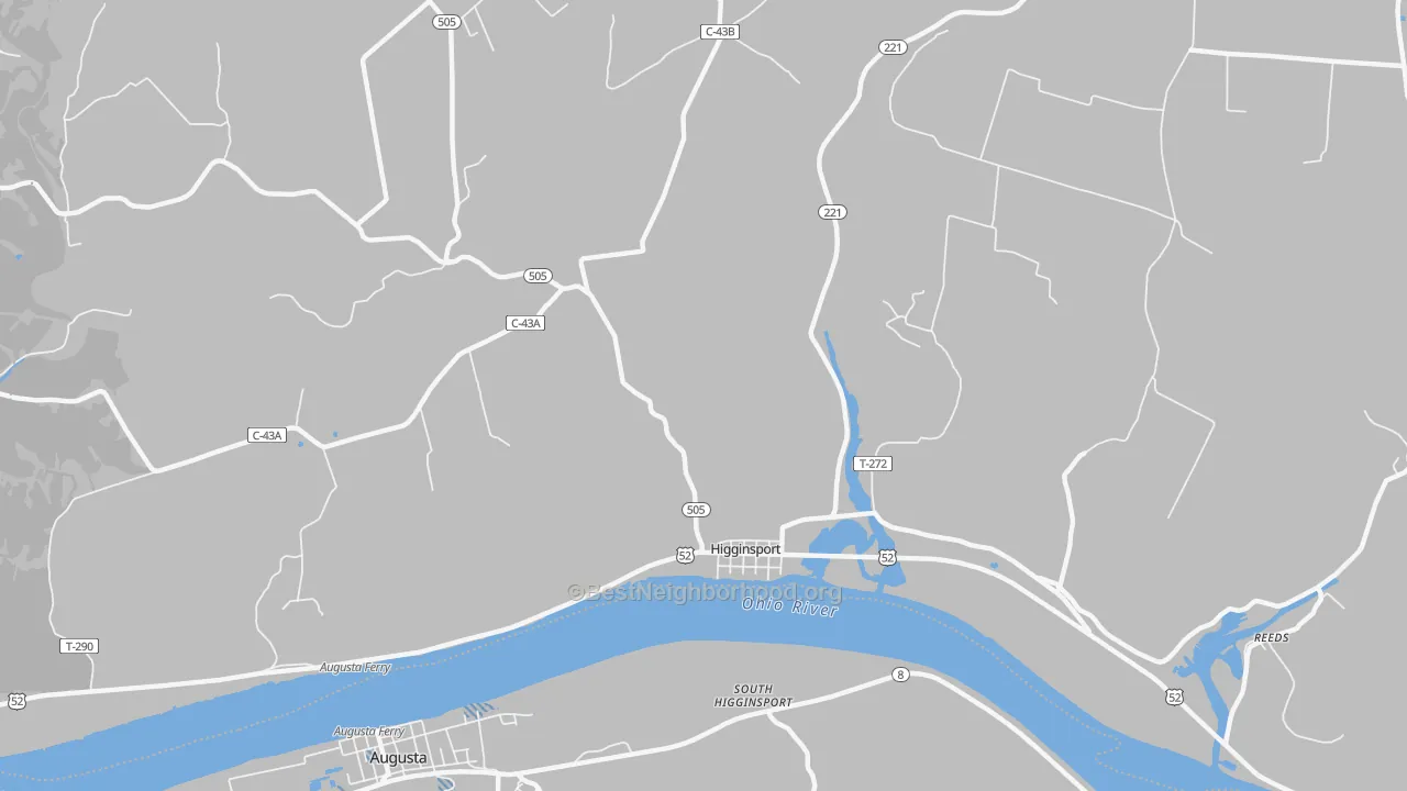 Transit Grade map of Higginsport, OH