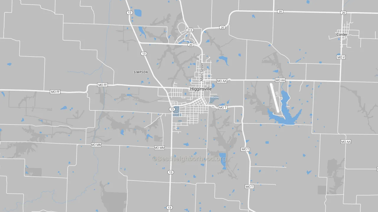 Transit Grade map of Higginsville, MO