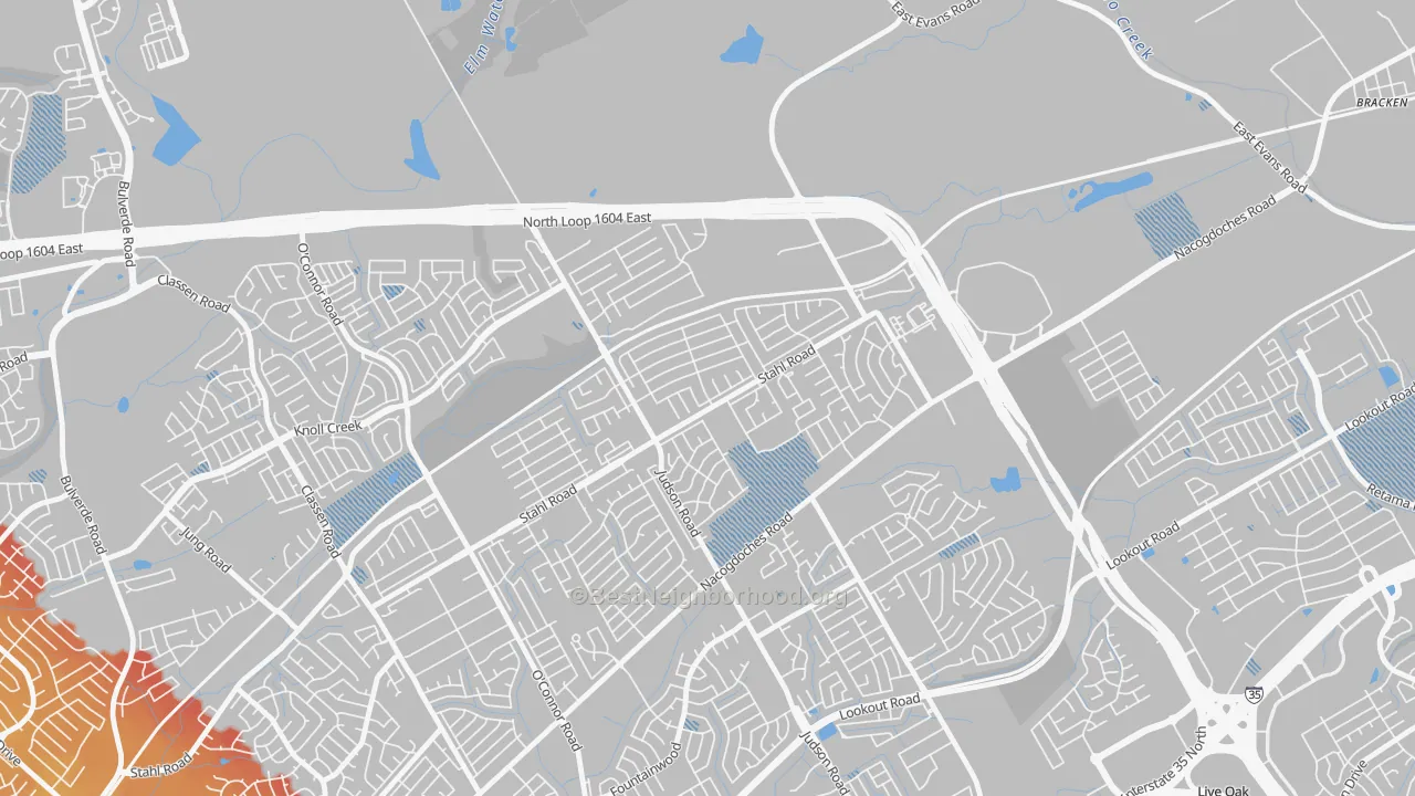 Transit Grade map of High Country, San Antonio, TX