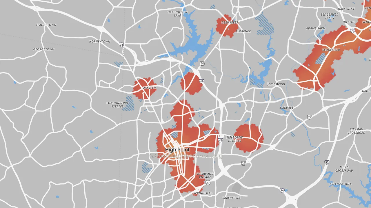 Transit Grade map of High Point, NC