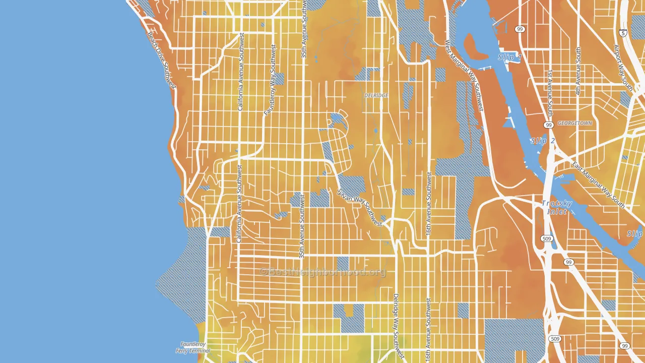 Transit Grade map of High Point, Seattle, WA