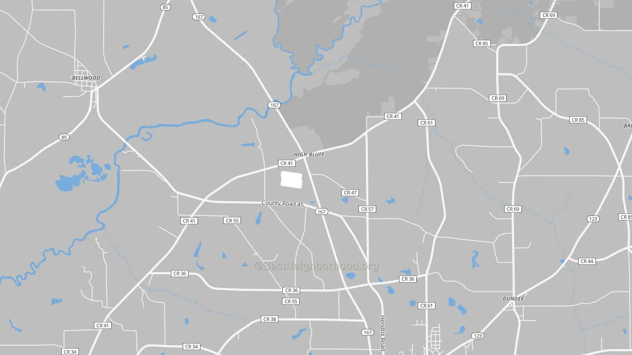 Transit Grade map of Highbluff, AL