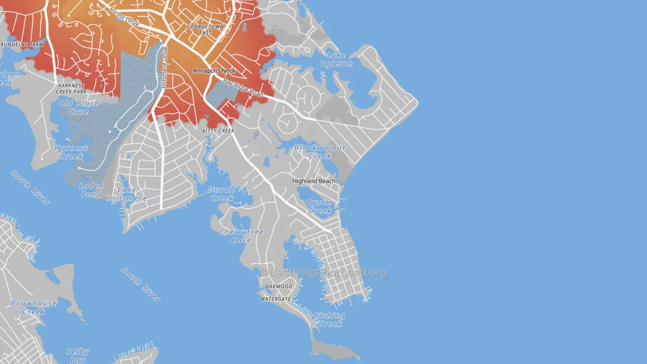 Transit Grade map of Highland Beach, MD