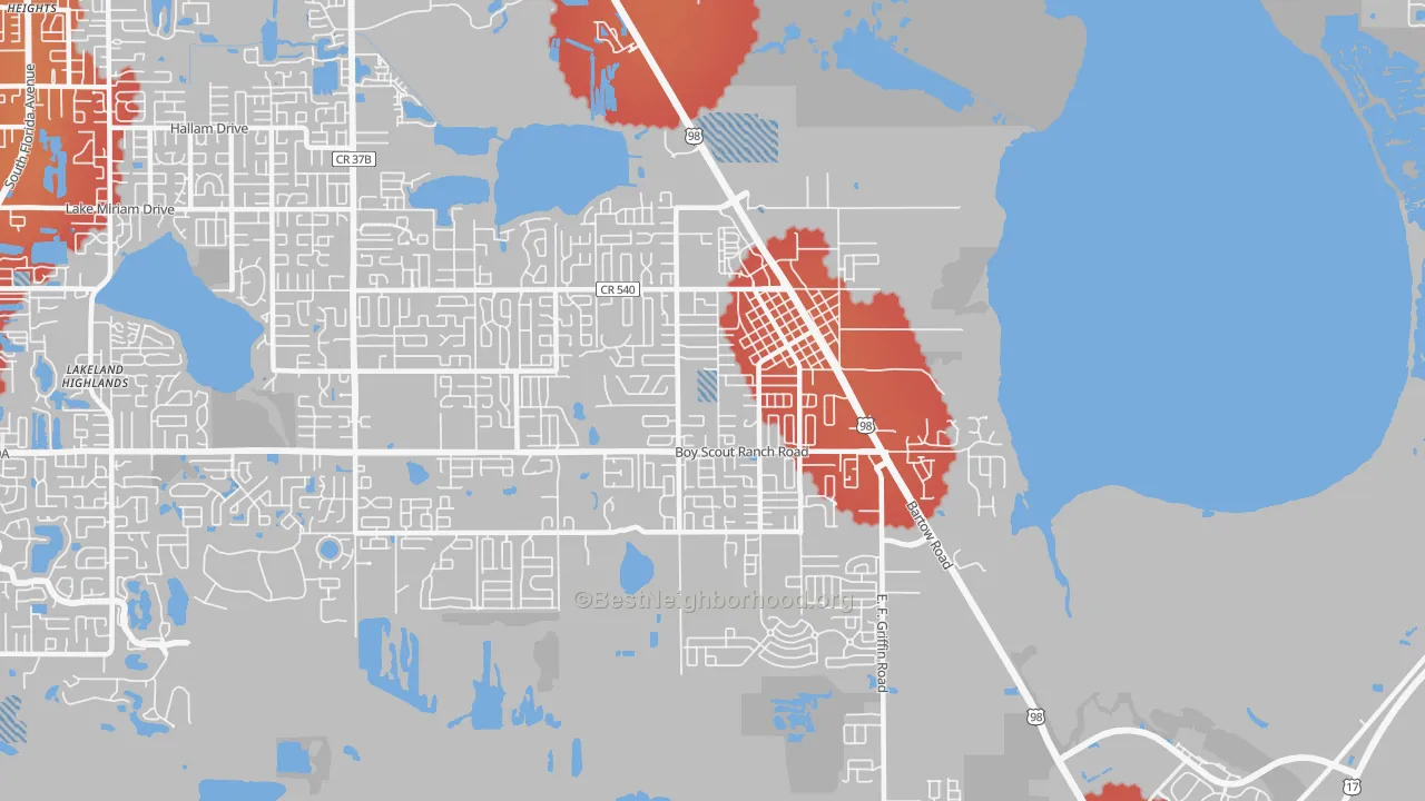 Transit Grade map of Highland City, FL