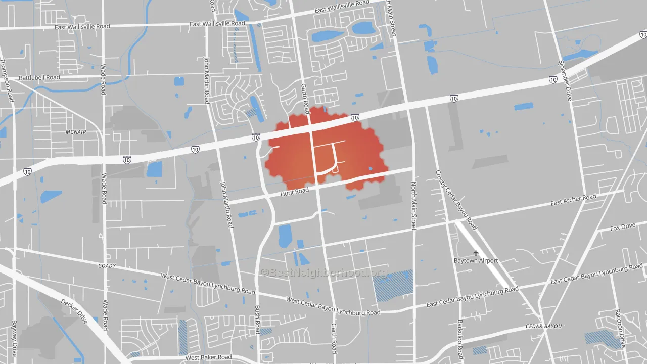 Transit Grade map of Highland Farms, Baytown, TX