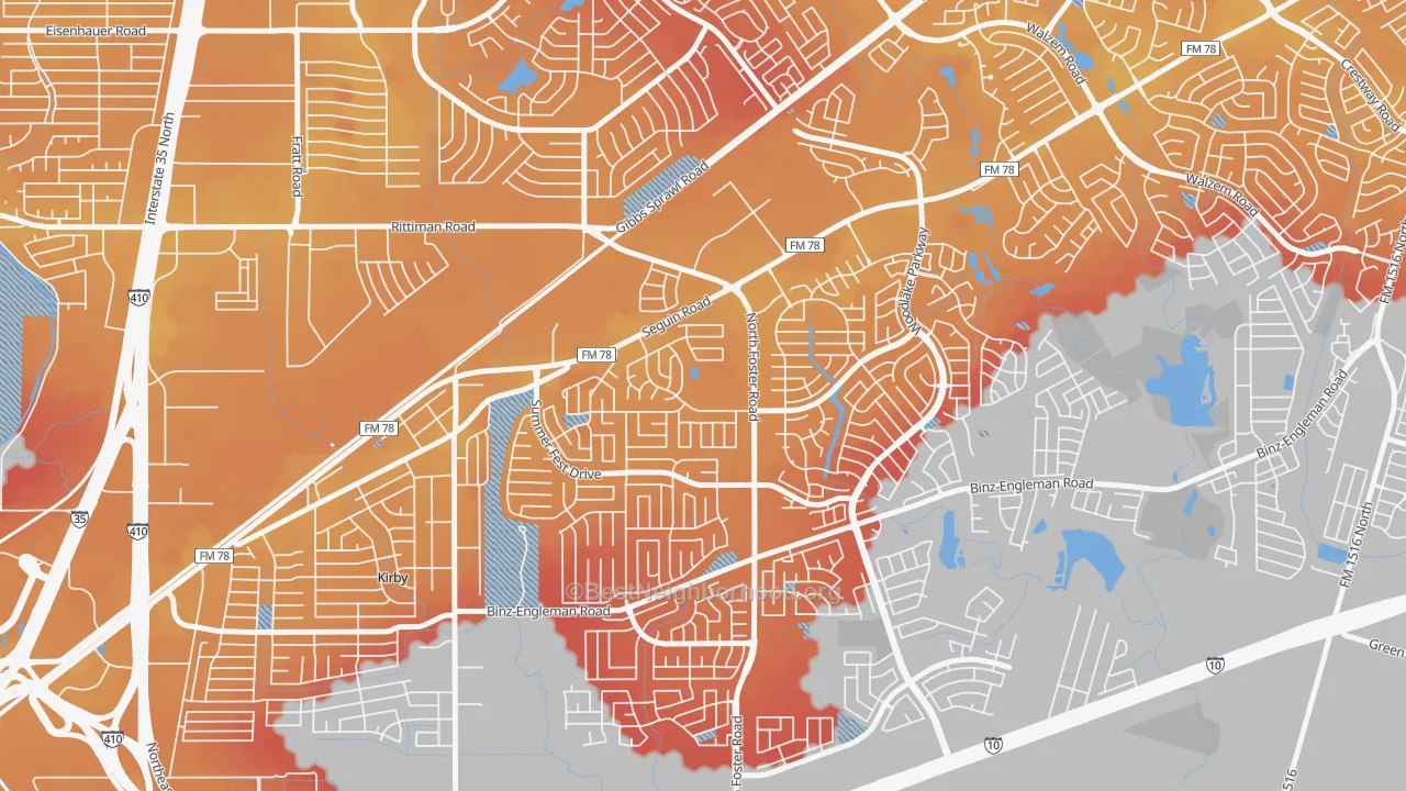 Transit Grade map of Highland Farms-San Antonio, San Antonio, TX