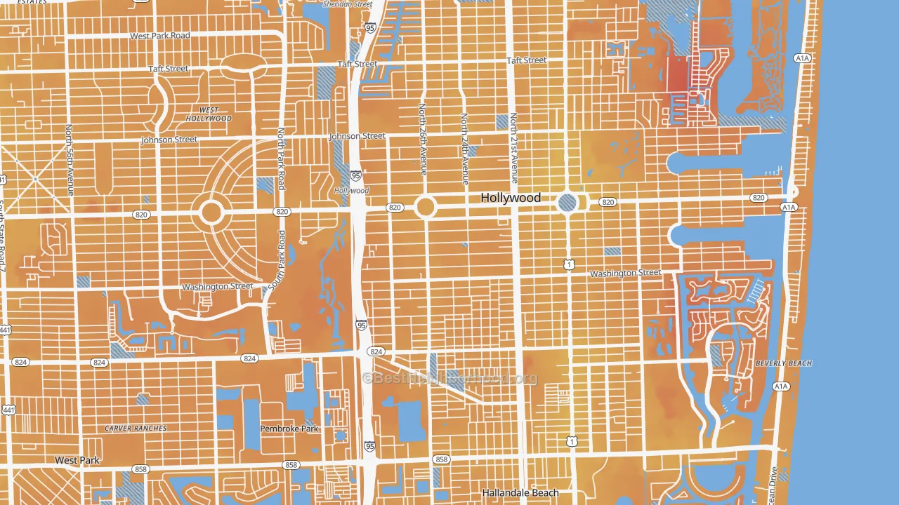 Transit Grade map of Highland Garden, Hollywood, FL