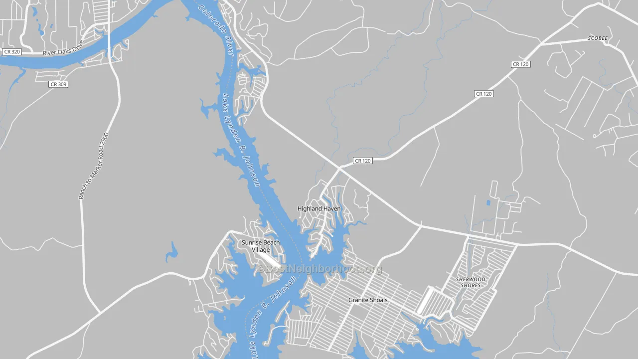 Transit Grade map of Highland Haven, TX