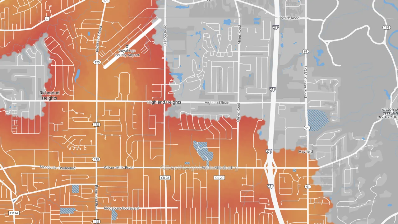 Transit Grade map of Highland Heights, OH