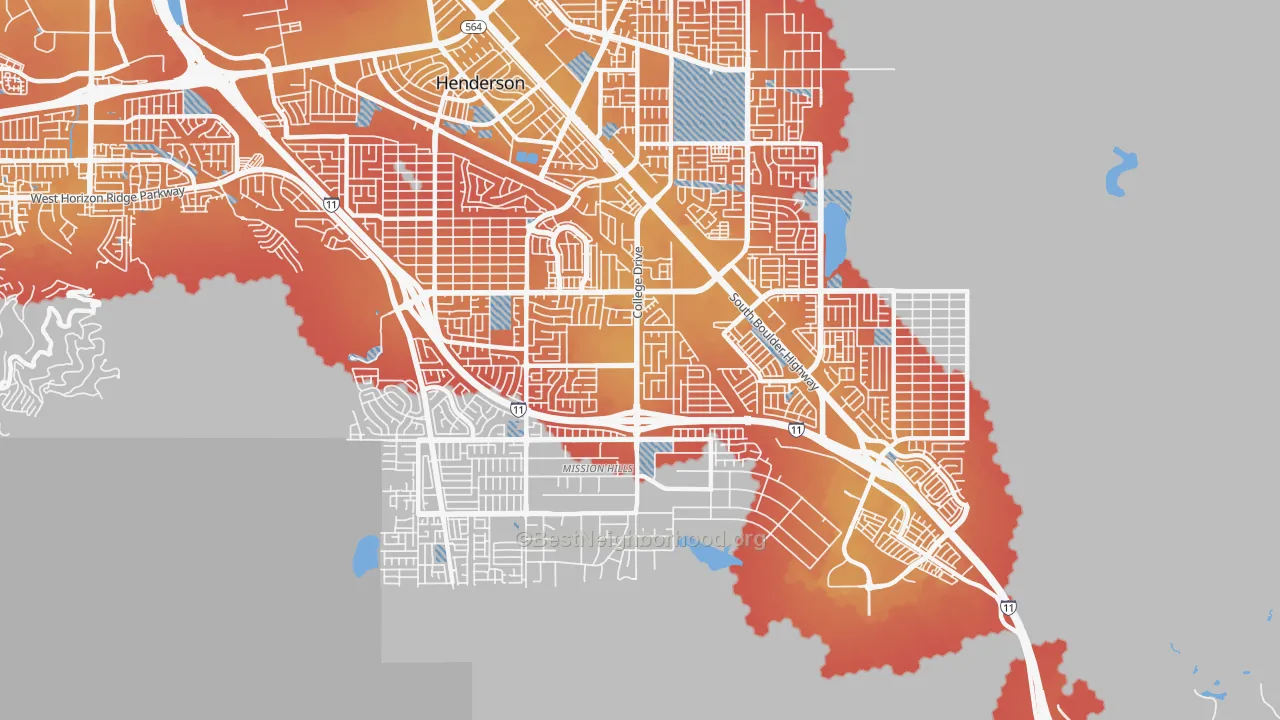 Transit Grade map of Highland Hills, Henderson, NV