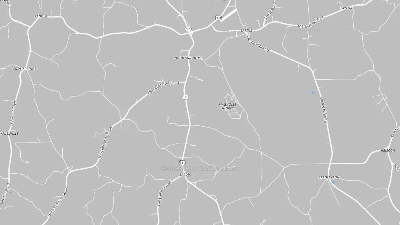Transit Grade map of Highland Home, AL