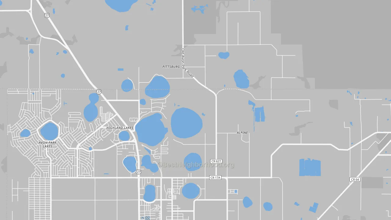Transit Grade map of Highland Lakes, FL