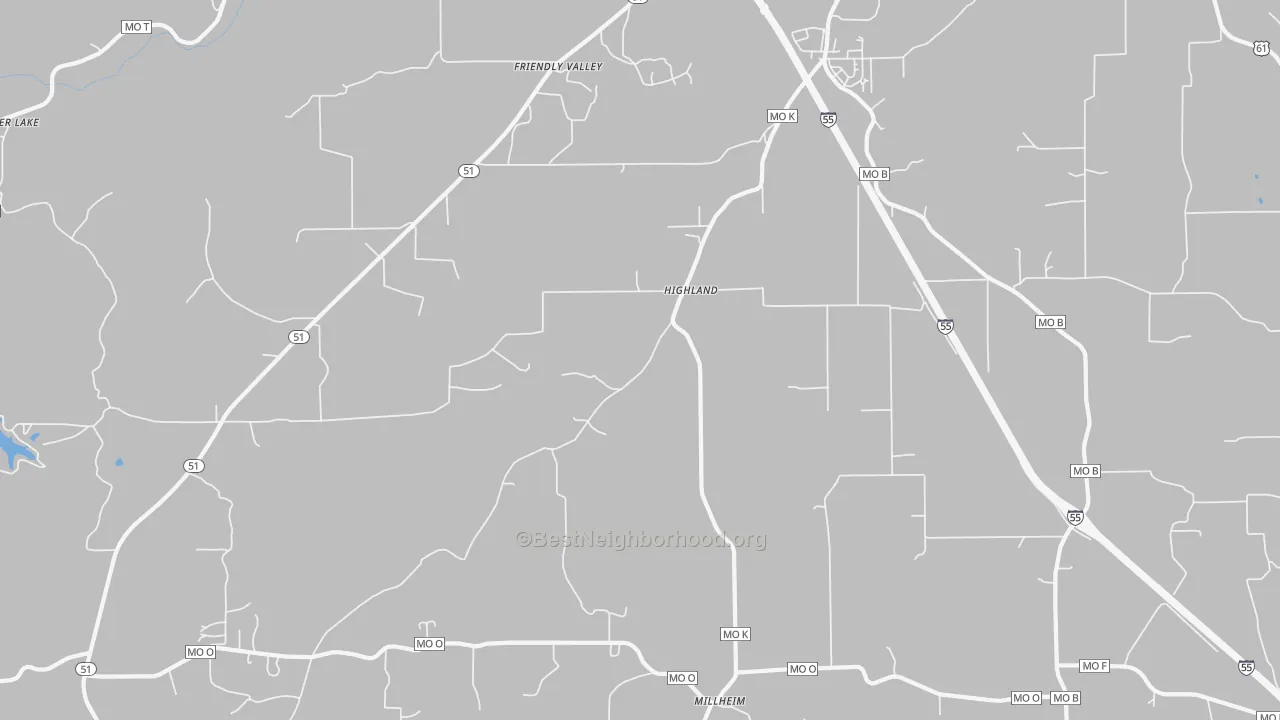 Transit Grade map of Highland, MO