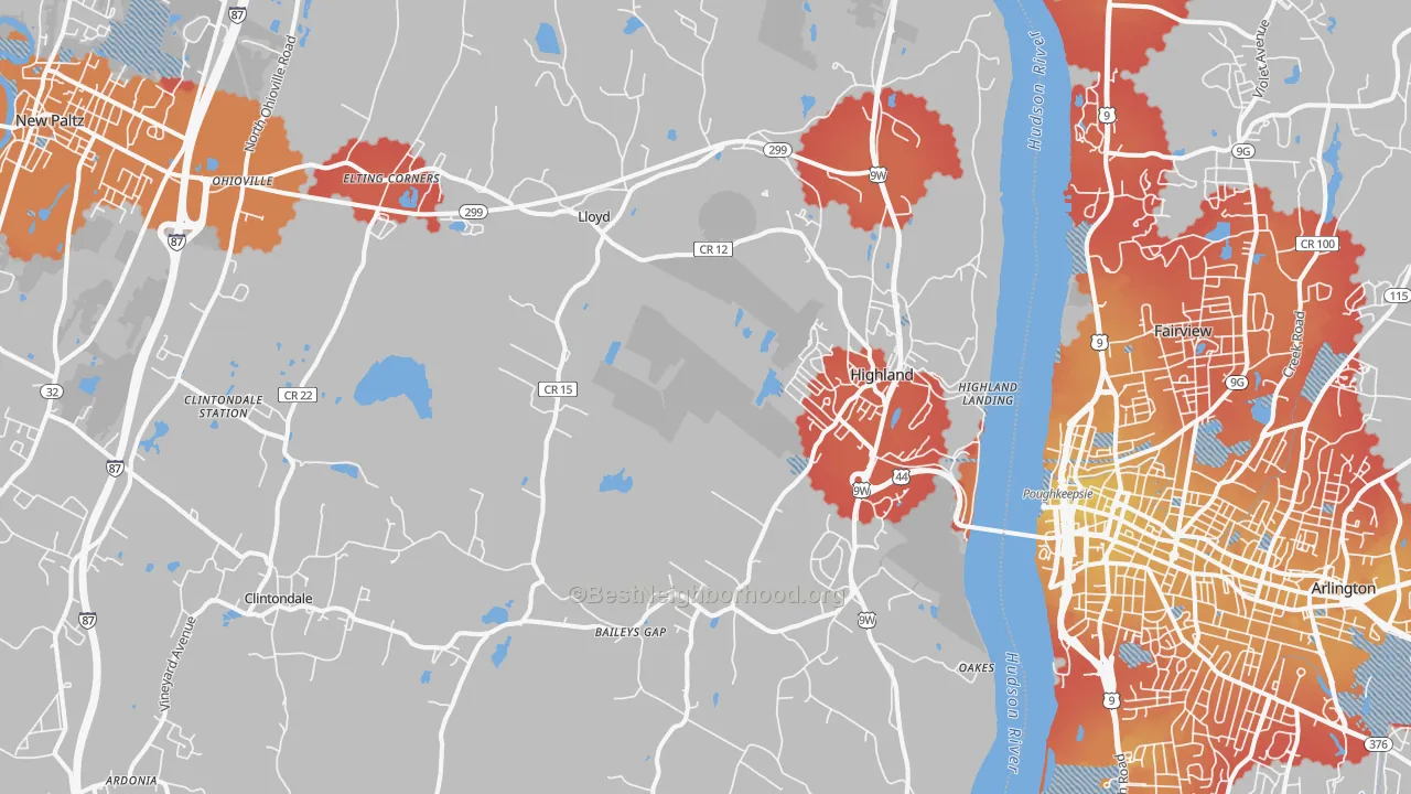 Transit Grade map of Highland, NY