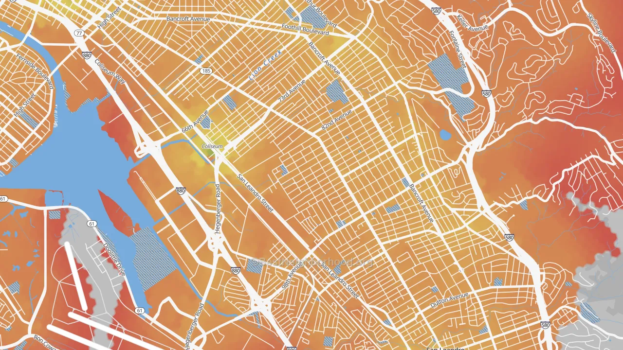 Transit Grade map of Highland, Oakland, CA