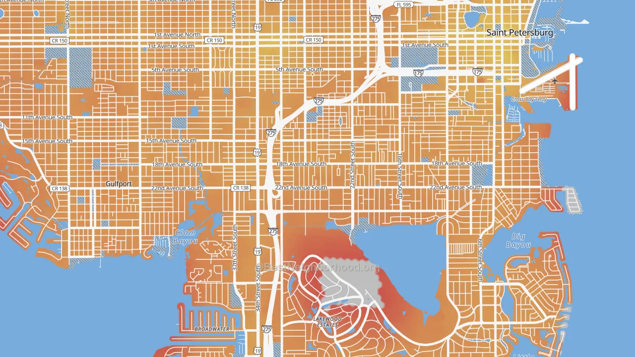 Transit Grade map of Highland Oaks, St. Petersburg, FL