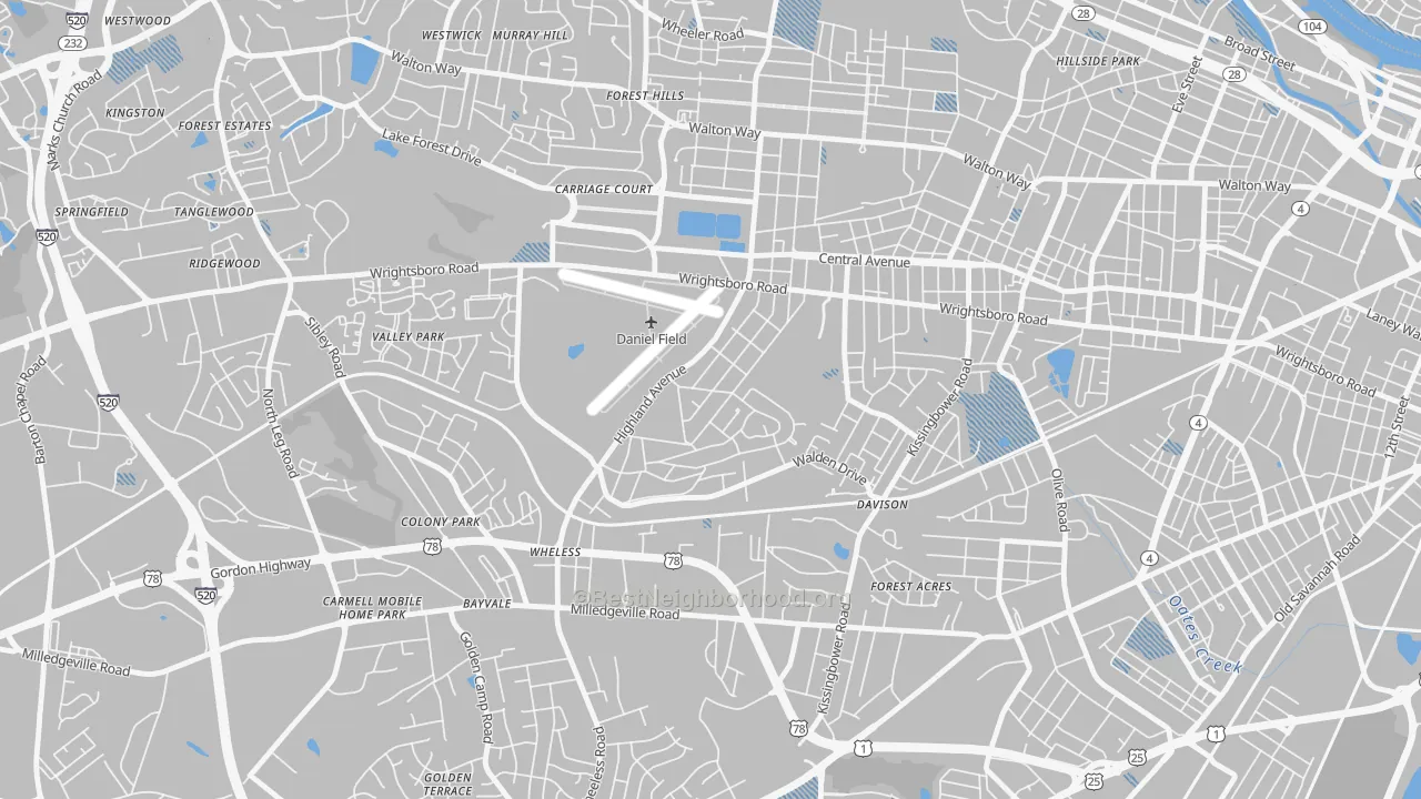 Transit Grade map of Highland Park, Augusta, GA