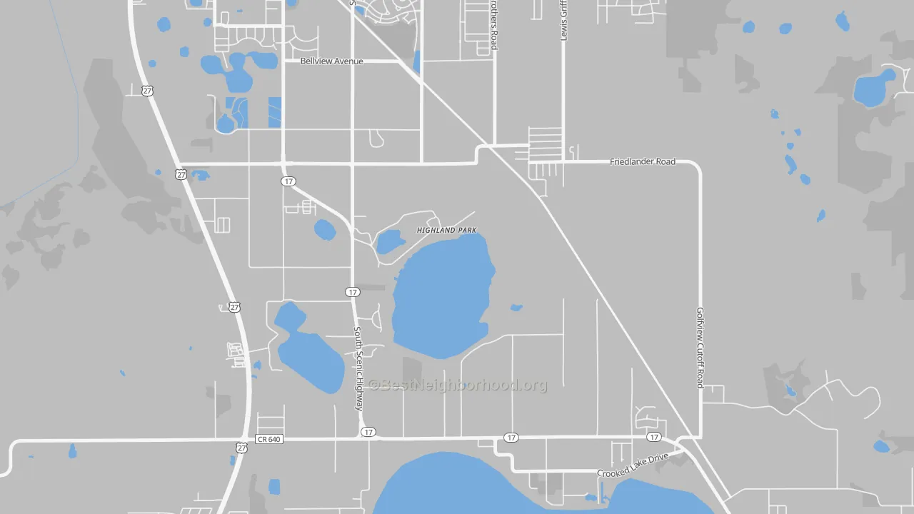 Transit Grade map of Highland Park, FL