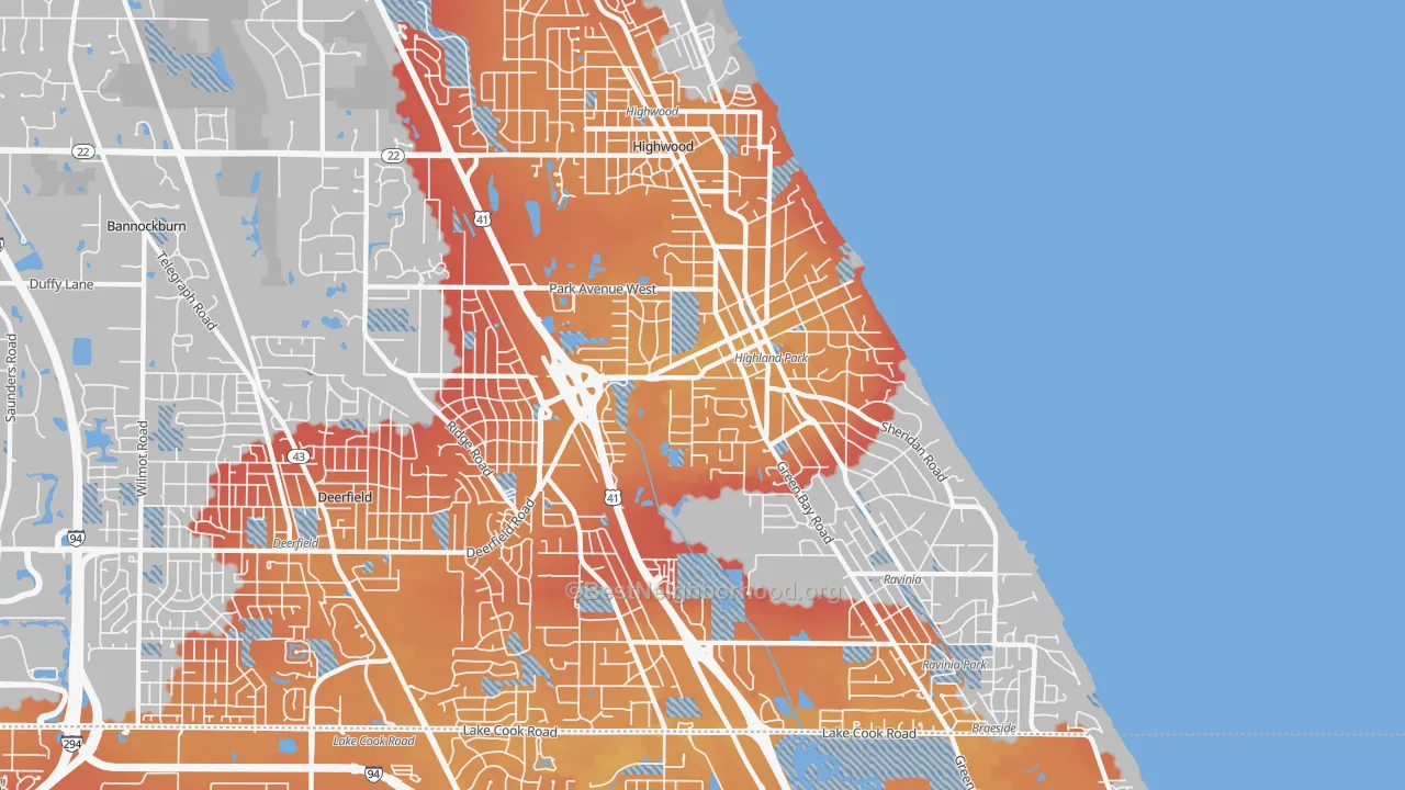 Transit Grade map of Highland Park, IL
