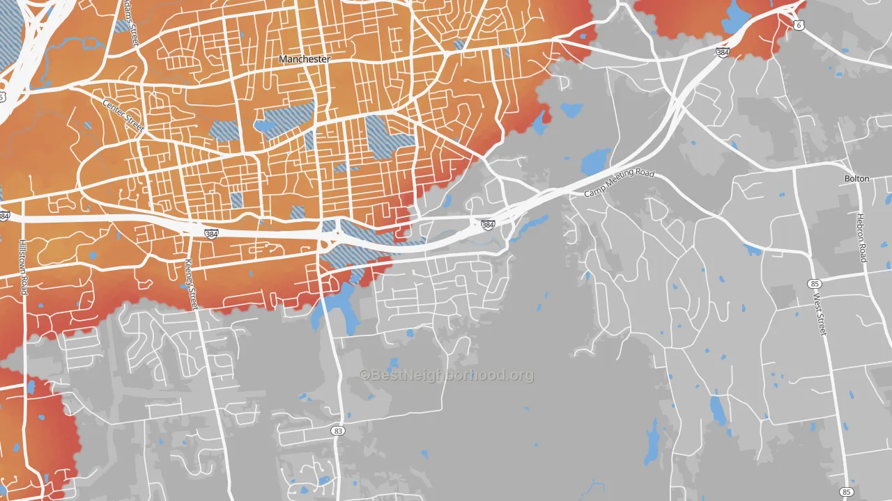 Transit Grade map of Highland Park, Manchester, CT