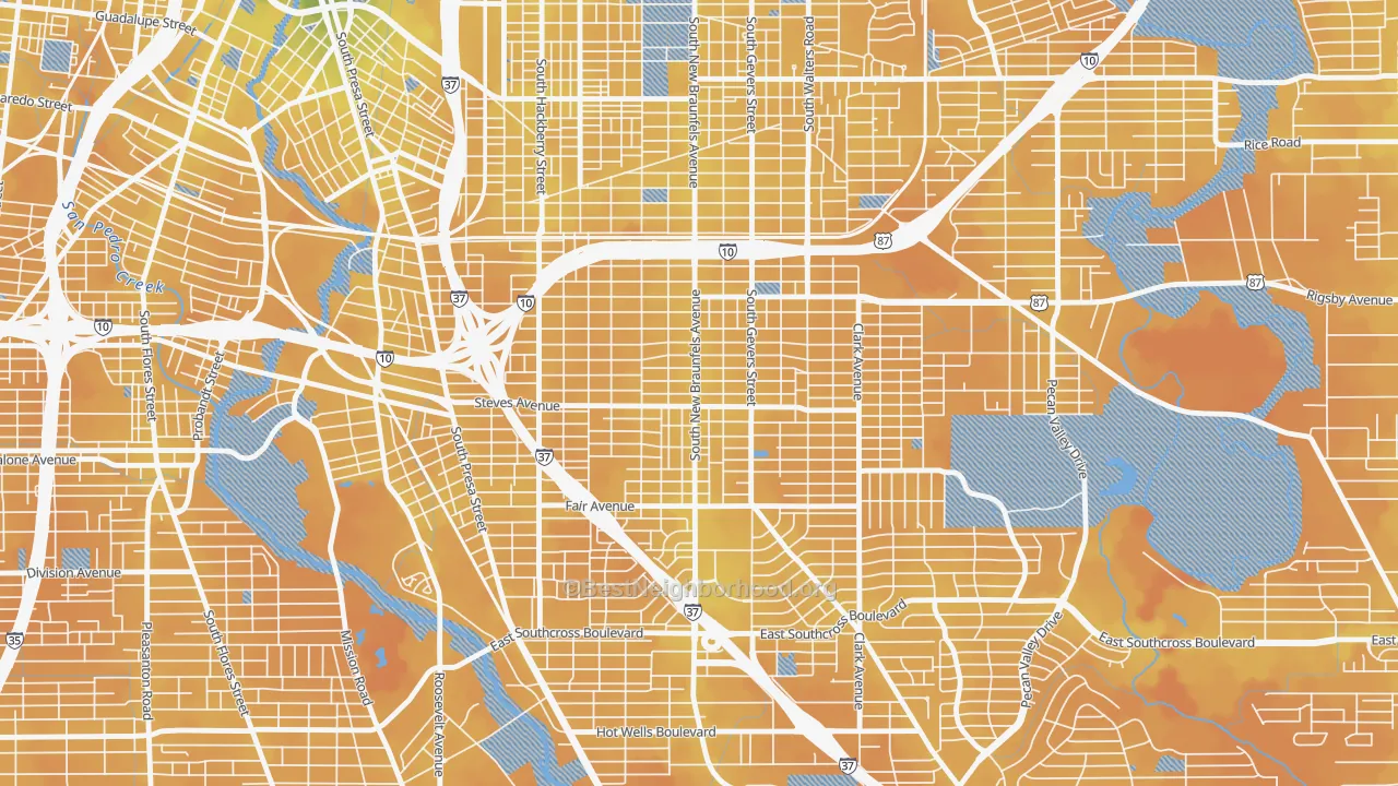Transit Grade map of Highland Park, San Antonio, TX
