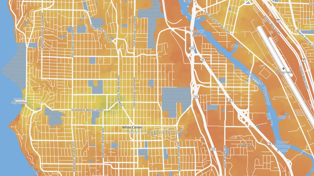Transit Grade map of Highland Park, Seattle, WA
