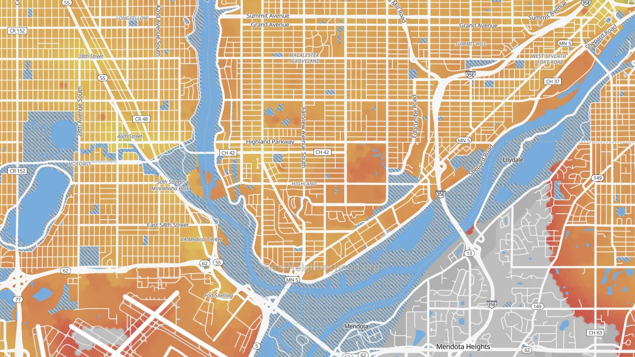 Transit Grade map of Highland, St. Paul, MN
