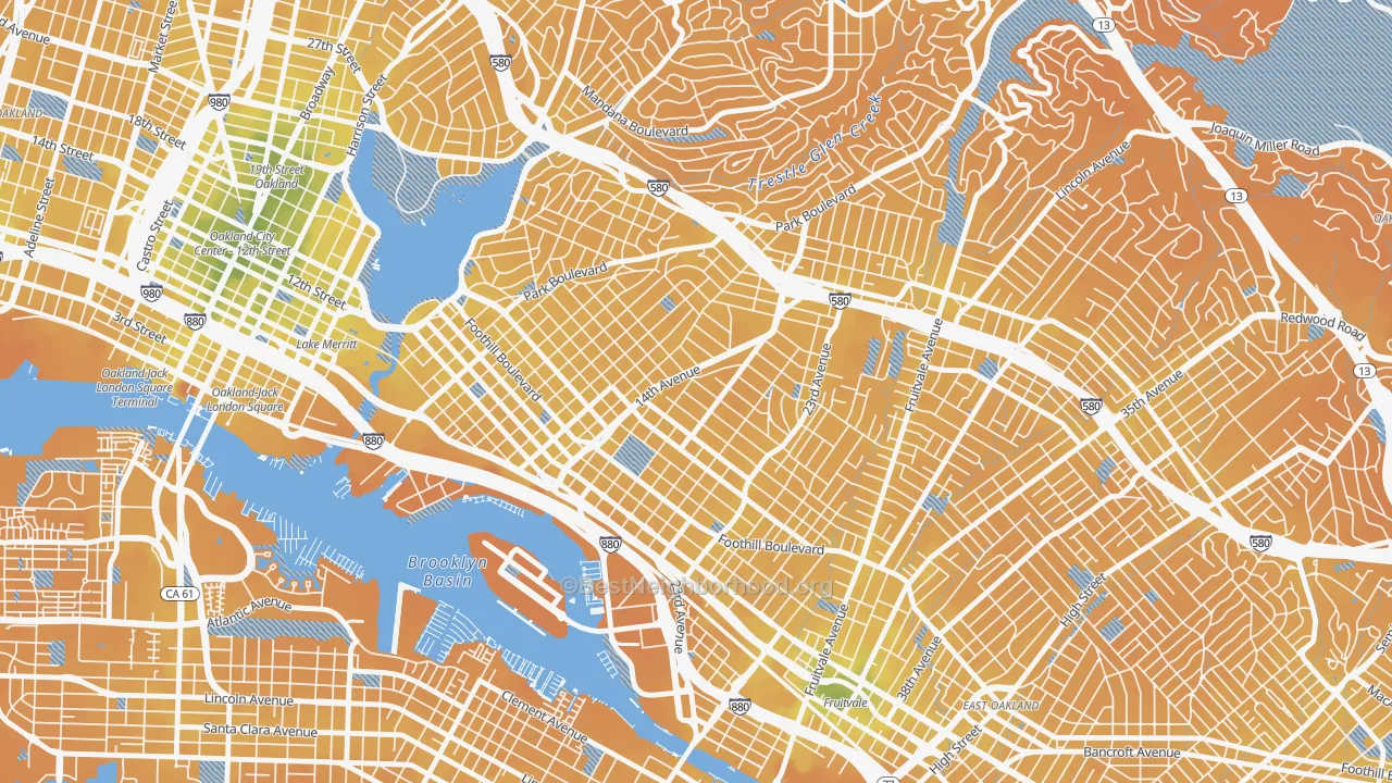 Transit Grade map of Highland Terrace, Oakland, CA