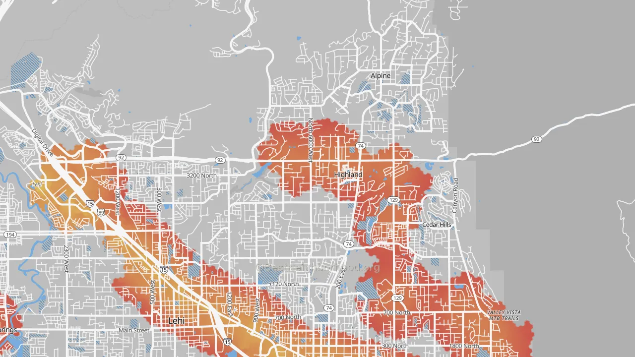 Transit Grade map of Highland, UT