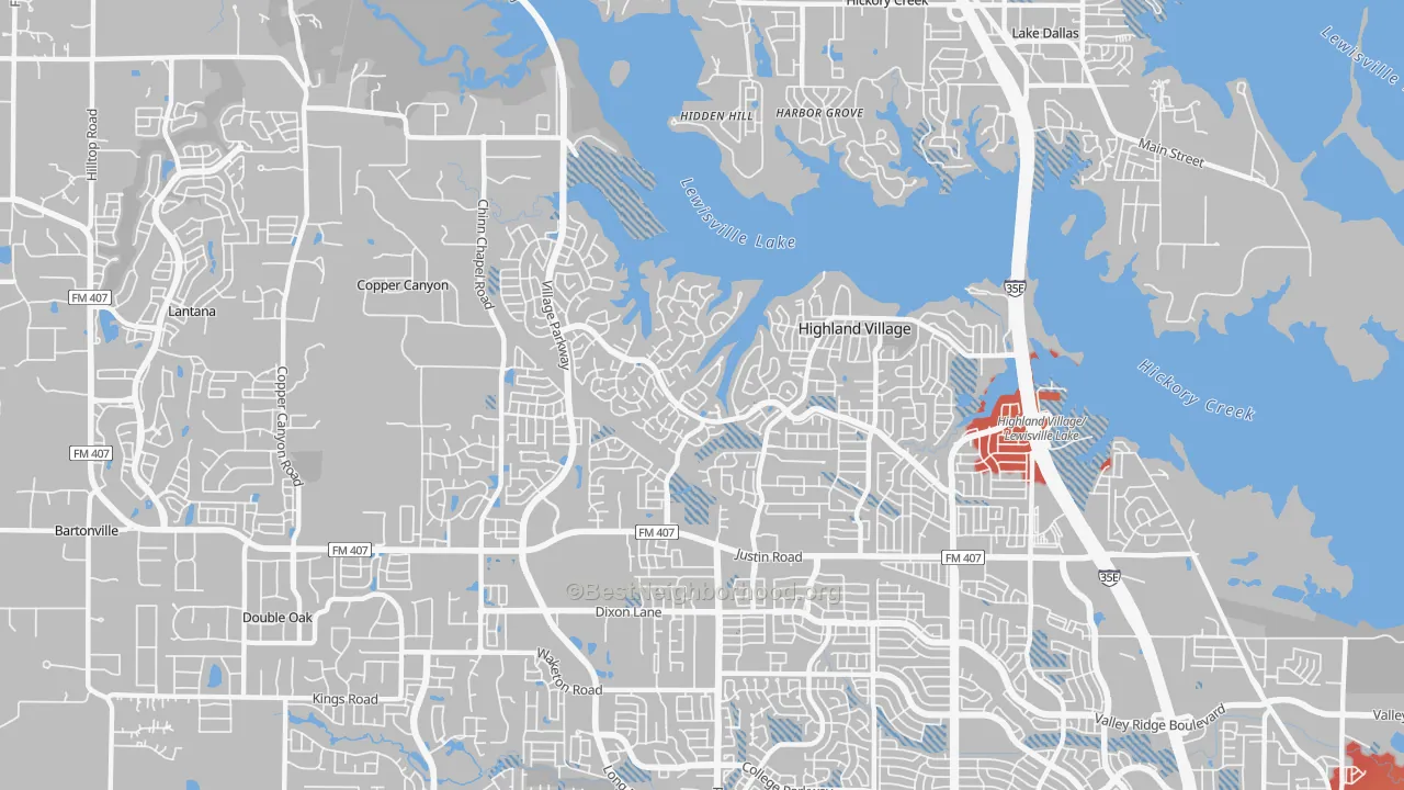 Transit Grade map of Highland Village, TX