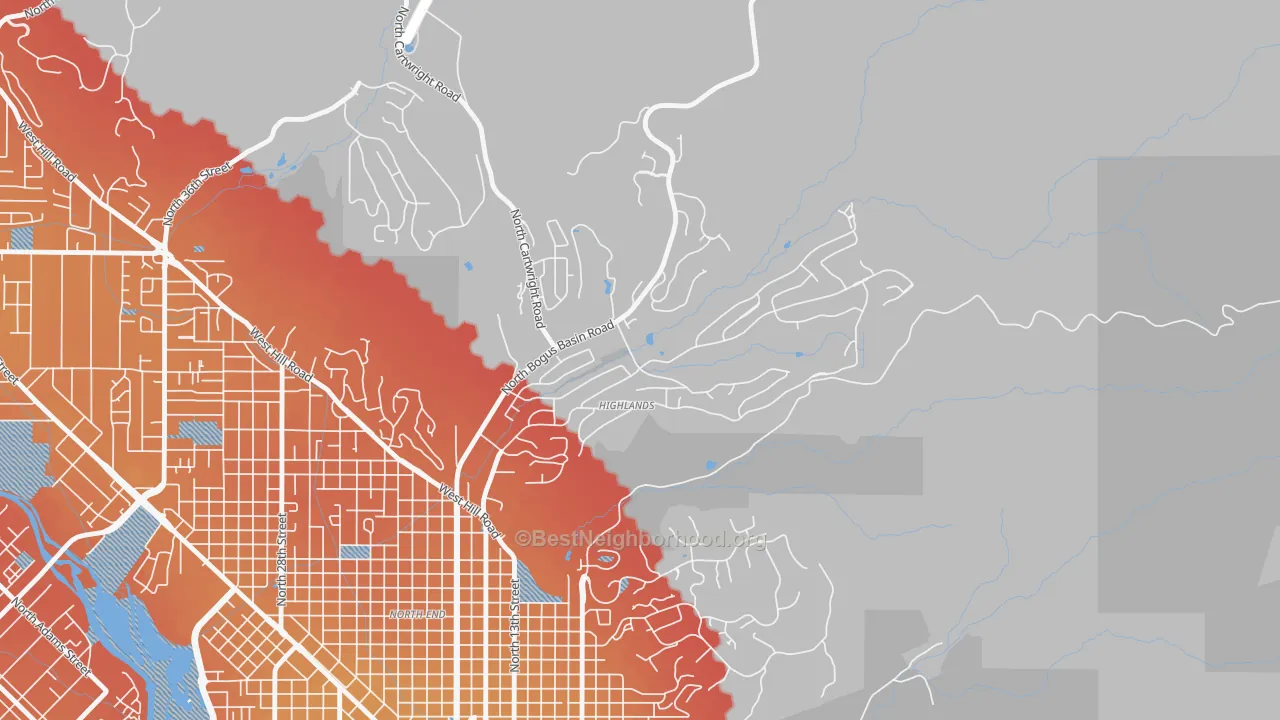 Transit Grade map of Highlands, Boise, ID