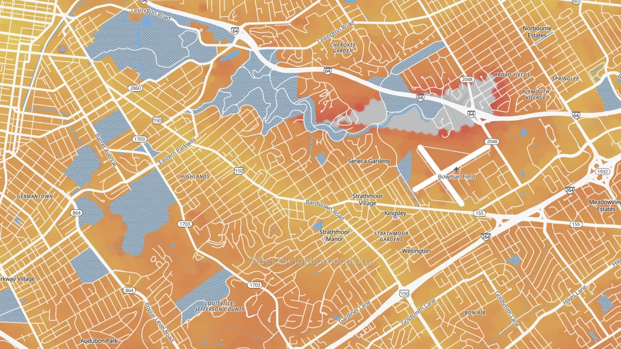 Transit Grade map of Highlands Douglass, Louisville, KY