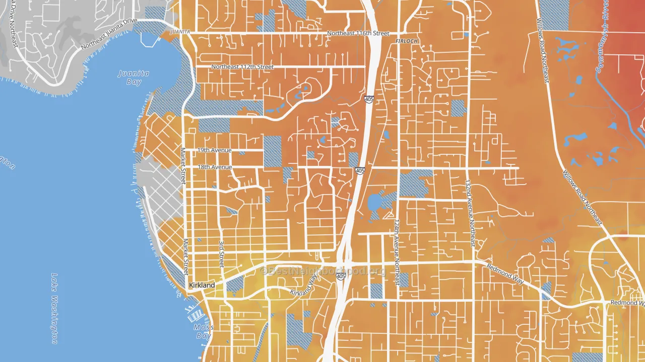 Transit Grade map of Highlands-Kirkland, Kirkland, WA