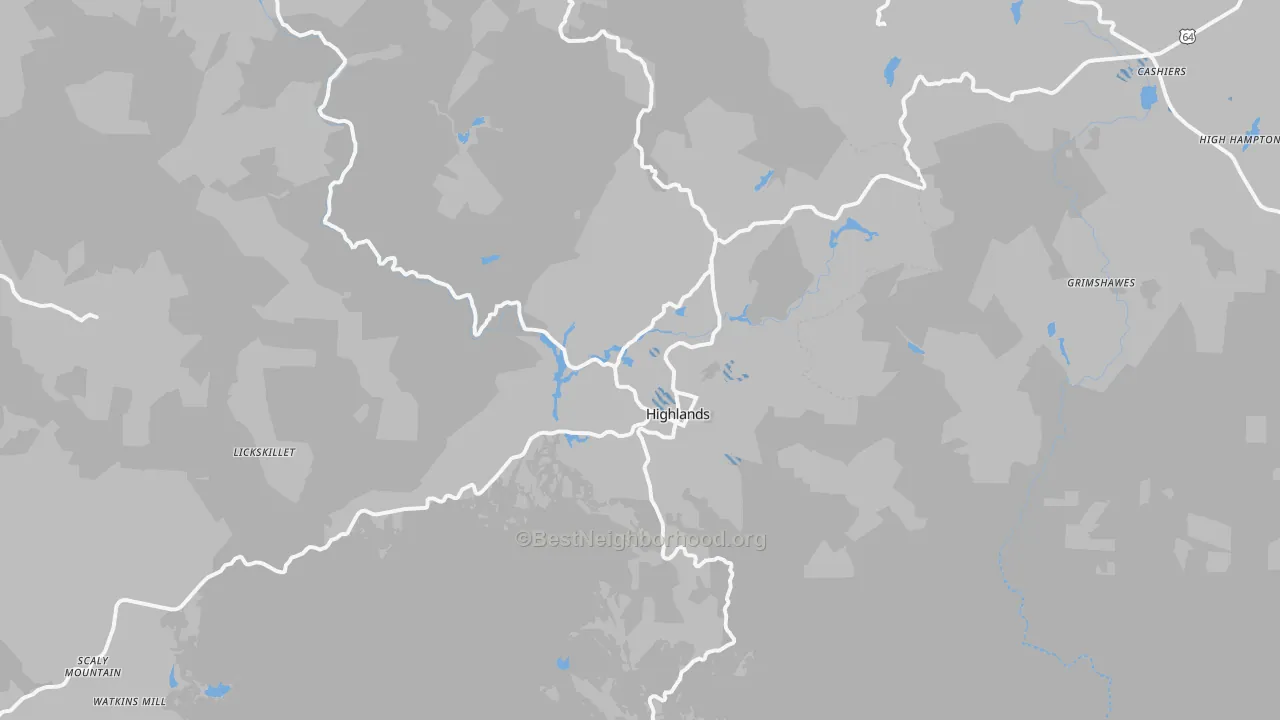 Transit Grade map of Highlands, NC